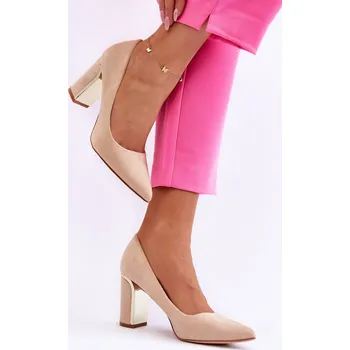 Dámské lodičky Klasické lodičky Na Ozdobném Podpatku Elizabeth Barva: Béžová, Velikost: 39