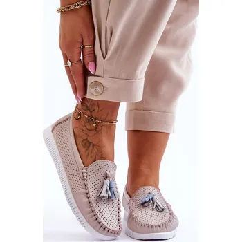 Dámské mokasíny Dámské prolamované kožené mokasíny Lanzarot Barva: Růžová, Velikost: 39