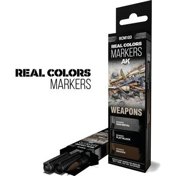 Modelářská barva AK Interactive AK RC MARKERS Set - WEAPONS - SET 3 REAL COLORS MARKERS