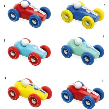 Dřevěná hračka Vilac Dřevěné závodní mini auto 1 ks žluté s červenými koly, V2260-CI3