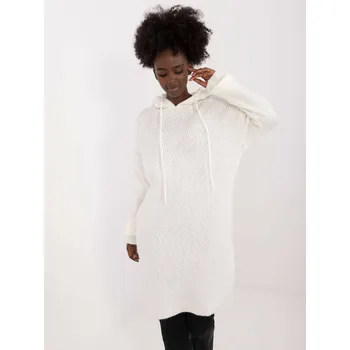 Dámské šaty Úpletové šaty v barvě ecru s kapucí (0582) odstíny bílé uni velikost