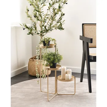 Květináč 3patrový stojan na rostliny béžový železný 21 x 42 x 60 cm interiér kovový květináč moderní průmyslový styl stojící květináč dekorace Beliani