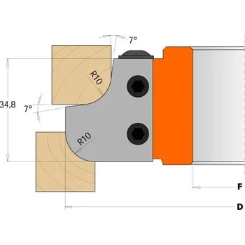 Frézka VBD pro frézu KONKÁV-KONVEX čtvrtkruhovou R12 35x30x2, C695.007.12 (pár)