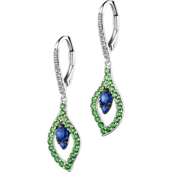 Náušnice Náušnice z bílého zlata se vzácnými a ozdobnými kameny - pírka - ryzost 750 - 220.689