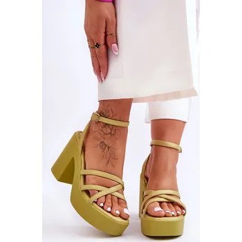 Dámské sandále Módní sandály na vysokém podpatku s pásky limetove Shemira Barva: Zelená, Velikost: 41