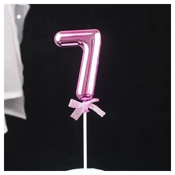 Jedlá dekorace na dort Zápich do dortu růžový číslo 7 - Cakesicq