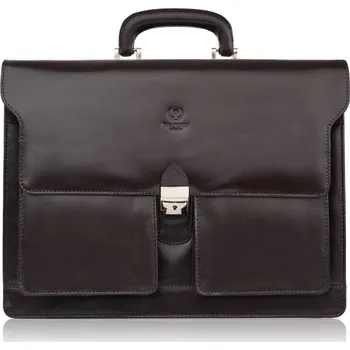 Pánská aktovka Paolo Peruzzi Pánská kožená aktovka přes rameno do práce Peruzzi; tmavě hnědá