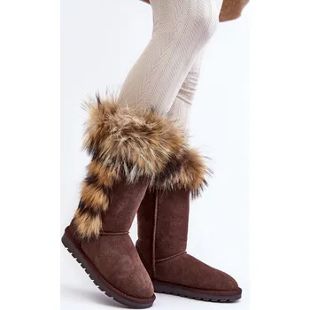 Dámská zimní obuv Dámské Sněhule se zateplením kožešinou Semišová Kůže Balvin Barva: Béžová, Velikost: 36