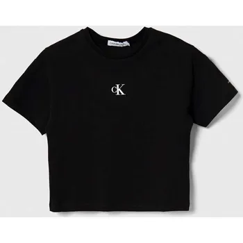 Dětská móda Dětské bavlněné tričko Calvin Klein Jeans IG0IG02136.116.PPYH černá 99X, vel. 116