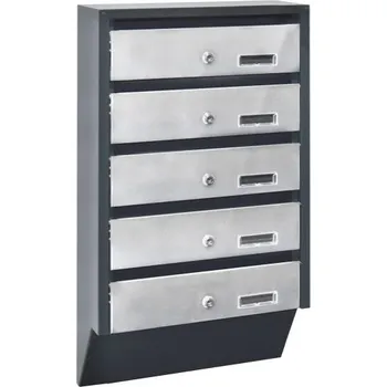 Železářství M39/5 N modulová schránka úkosová RAL7016 + nerez 5ks Nerez / Antracit