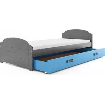 Postel BMS GROUP Dětská postel Lili - 1 osoba, 90x200 s úložným prostorem bez matrace – Grafit, Modrá