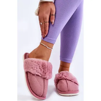 Dámské pantofle Dámské zateplené pantofle s kožíškem Franco Barva: Růžová, Velikost: 38