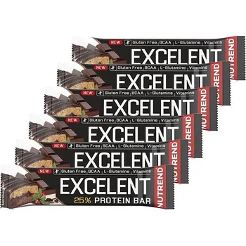Nutrend EXCELENT Bar double, 6 x 85 g, čokoláda+nugát s brusinkami
