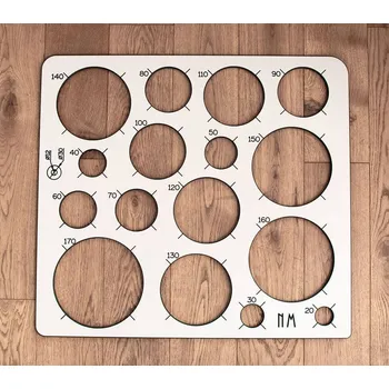 Truhlářská šablona KM pro výřez kulatých otvorů