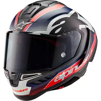 Helma na motorku Alpinestars Supertech R10 Team black/carbon red fluo/dark blue matt helmet vel. M