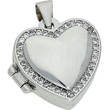 Módní doplněk Goldstore Stříbrný medailon se zirkony po obvodu stříbrný