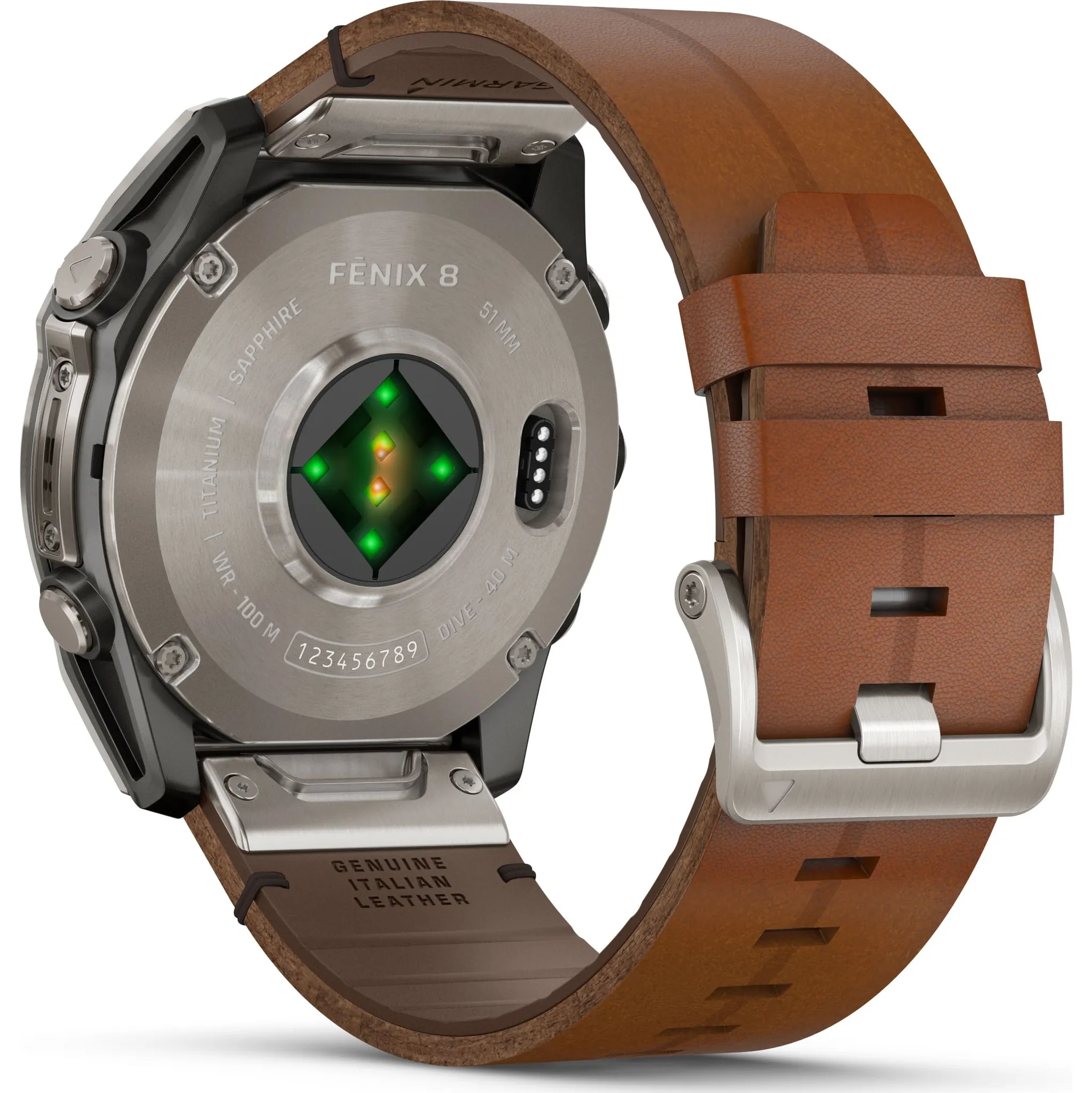 Fotografie 4 - Chytré hodinky Garmin fēnix 8 51 mm Sapphire Titanium/Brown Leather Band