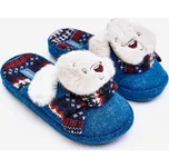 Dětské pantofle na tlusté podrážce se zajíčky Dasca Barva: Modrá, Velikost: 32