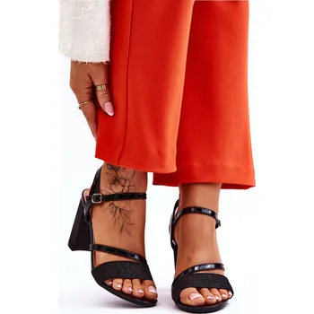 Dámské sandále Lesklé sandály na vysokém podpatku Alicia Barva: Černá, Velikost: 37