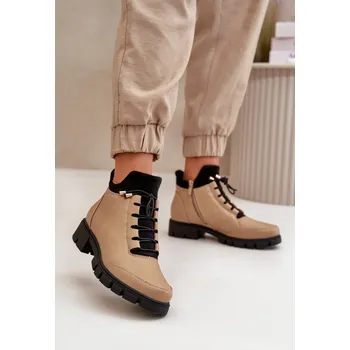 Dámské kozačky Nízké dámské boty s ekologickou kůží Erisabelle Barva: Béžová, Velikost: 37