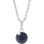 Stříbrný náhrdelník s pravým minerálním kamenem Black Onyx