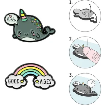 samolepka Samolepka Cutie- metal sticker-Narwhal a Rainbow