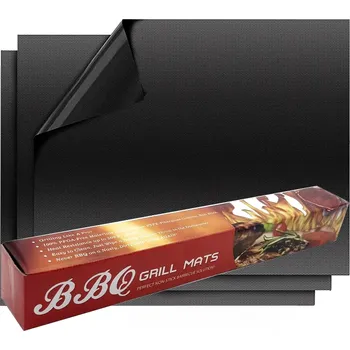 Grilovací nářadí TEFLONOVÝ MAT PRO GRIL, pro troubu, pečení - sad 12 KS (TEFLONOVÝ NÁTĚR - tepelný odpor (-200 až + 260 ° C, krátkodobě až 300 ° C), ohnivzdorný. Velkou výhodou teflonu je jeho nepřilnavý povrch, díky kterému na něm snadno smažíme zeleninu, vejce a maso be