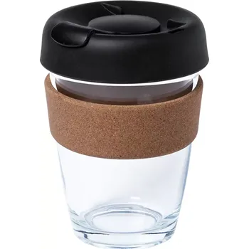 Corgla cestovní skleněný hrnek - průhledná / černá - AP722040