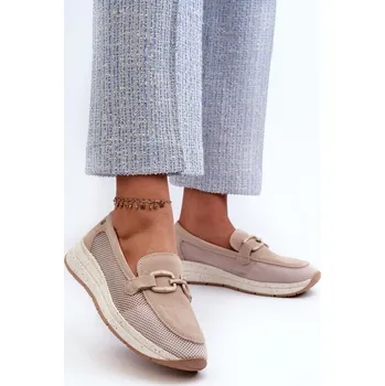 Dámské mokasíny Dámské semišové mokasíny D&A TW210 Barva: Béžová, Velikost: 36