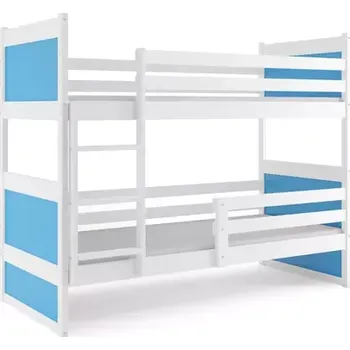 Postel BMS GROUP Dětská patrová postel Rico - 2 osoby, 80x190 bez úložného prostoru bez matrace – Bílá, Modrá