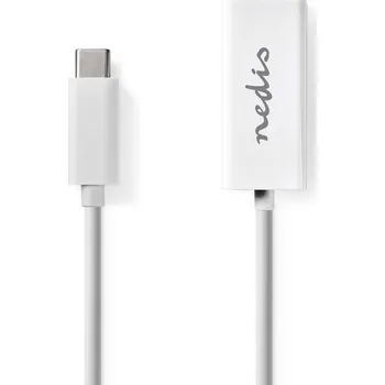 Elektrická zásuvka Nedis CCGB60950WT02 - Síťový adaptér USB | USB 2.0 | 100 Mbps | USB-A Zástrčka | RJ45 Zásuvka | 0.20 m | Bílá