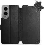 Kožené flip pouzdro Mobiwear - OnePlus Nord CE 4 Lite 5G - Černé (Kožené knížkové pouzdro, obal, kryt na mobil OnePlus Nord CE 4 Lite 5G, Černé, materiál Genuine Leather, ochrana 360°, stojánek, silikonová vanička, magnetické zavírání)