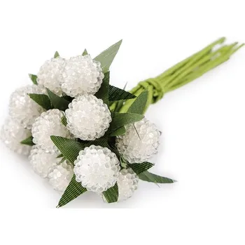 umělá květina Umělé bobule v ledu, na drátku - 1 bílá