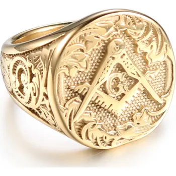 Prsten Steel Edge Pečetní prsten z chirurgické oceli WJHZ913-Zednáři Velikost: 67