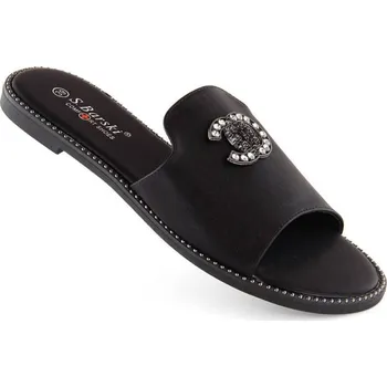 Dámské pantofle Pohodlné žabky se zirkony S.Barski W OLI258A černá 37