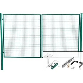 Příslušenství pro plot STREND Brana METALTEC DUO 3580/1450/100x50 mm, dvojkridlova, zahradna, zelena, ZN+PVC, RAL6005