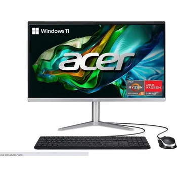Stolní počítač ACER PC AiO Aspire C24-1300, Ryzen 5 7520U ,23,8" FHD IPS,16GB,512GB M.2 SSD,Radeon610M,W11Original,stříbrná,KB+Mouse
