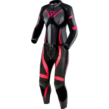Moto oblečení Dámská kožená kombinéza na motorku Rebelhorn Rebel lesklá černo-růžová 42