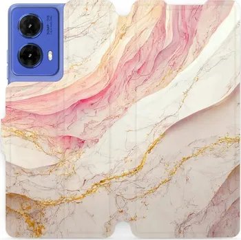 Pouzdro na mobilní telefon Flipové pouzdro Mobiwear - Motorola Moto G85 5G - VP32S Růžový a zlatavý mramor (Knížkové flip pouzdro, obal, kryt na mobil Motorola Moto G85 5G - VP32S Růžový a zlatavý mramor, materiál Umělá kůže + TPU - ochrana 360°, stojánek, silikonová vanička,)