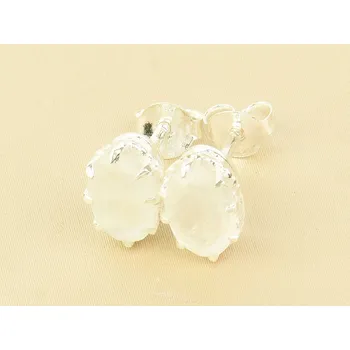 Náušnice Měsíční kámen náušnice ovál 8 x 6mm brus puzeta Ag 925/1000