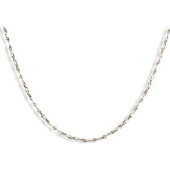 Náhrdelník GEMMAX Elegantní zlatý náhrdelník žluto-bílý délka 45 cm – zlatý šperk ryzosti 585/1000 v Dárkovém balení s Certifikátem GLNCN-45-84271