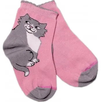 Baby Nellys Bavlněné ponožky Kocour - pudrové, vel. 122/128, Velikost koj. oblečení 122-128 (6-8r)
