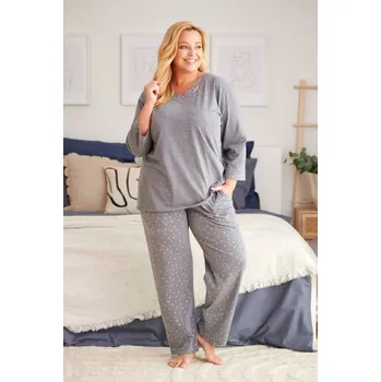 Dámské pyžamo Šedé dlouhé dámské plus size pyžamo Velikost: L