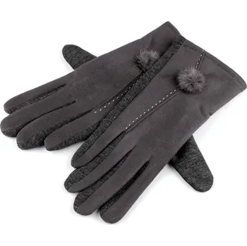 Rukavice Dámské rukavice s kožešinovou bambulkou