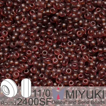 Korálek Korálky Miyuki Round 11/0. Barva 2400SF Semi-Frosted Transparent Dark Topaz. Balení 5g.
