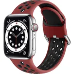 Dvoubarevný perforovaný řemínek s přezkou pro Apple Watch 38/40/41/42(S10)mm Barevná varianta: Červeno-Černý