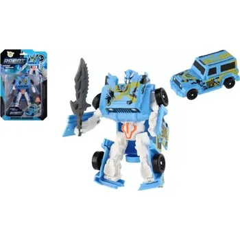 Teddies Transformer auto/robot plast 14cm modrý na kartě 17x26x6cm