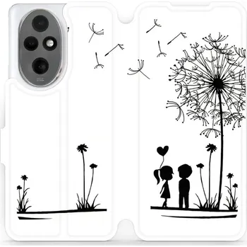 Pouzdro na mobilní telefon Flipové pouzdro Mobiwear - Honor 200 - MH16P Dvojice s pampeliškou (Knížkové flip pouzdro, obal, kryt na mobil Honor 200 - MH16P Dvojice s pampeliškou, materiál Umělá kůže + TPU - ochrana 360°, stojánek, silikonová vanička, magnetické zavírání)