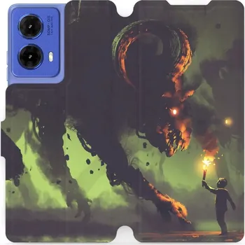 Pouzdro na mobilní telefon Flipové pouzdro Mobiwear - Motorola Moto G85 5G - VA08P Příšera a kluk s pochodní (Knížkové flip pouzdro, obal, kryt na mobil Motorola Moto G85 5G - VA08P Příšera a kluk s pochodní, materiál Umělá kůže + TPU - ochrana 360°, stojánek, silikonová vanička,)