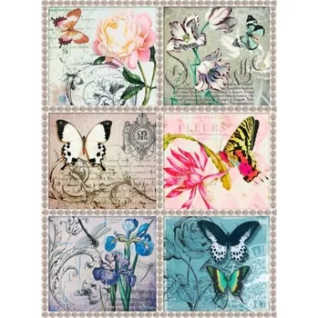 Umělecký papír Rýžový papír Cadence, A3 - Známky s motýlky